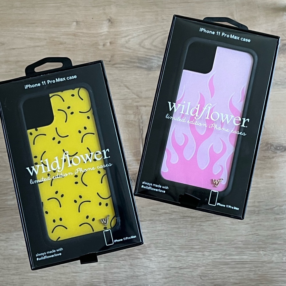 Y2K Wildflower Pink Twin Flames & Yellow Smileys iPhone 11 Pro Max Phone Cases